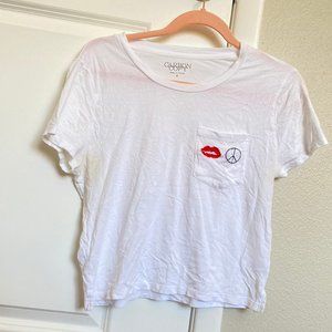 T-Shirt; White, Size M, Peace & Love